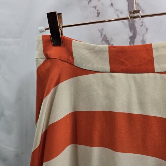 Mare Ware Skirt Womens XS Orange Stripe Midi Circle Diagonal 50s Long Isla - Picture 2 of 12